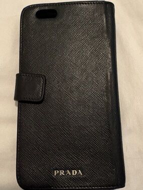 Prada Black Saffiano Leather Folio Phone Case